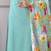 Floral Yoke Design Round Neck Sequinned Straight Kurta with Trousers & With Dupatta - Image 9