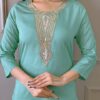Floral Yoke Design Round Neck Sequinned Straight Kurta with Trousers & With Dupatta - Image 5