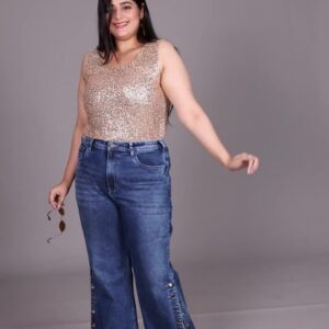 Turning Blue Women Flared High-Rise Heavy Fade Jeans